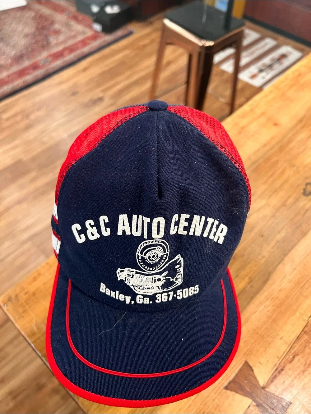 Navy and Red Embroidered Baseball Cap